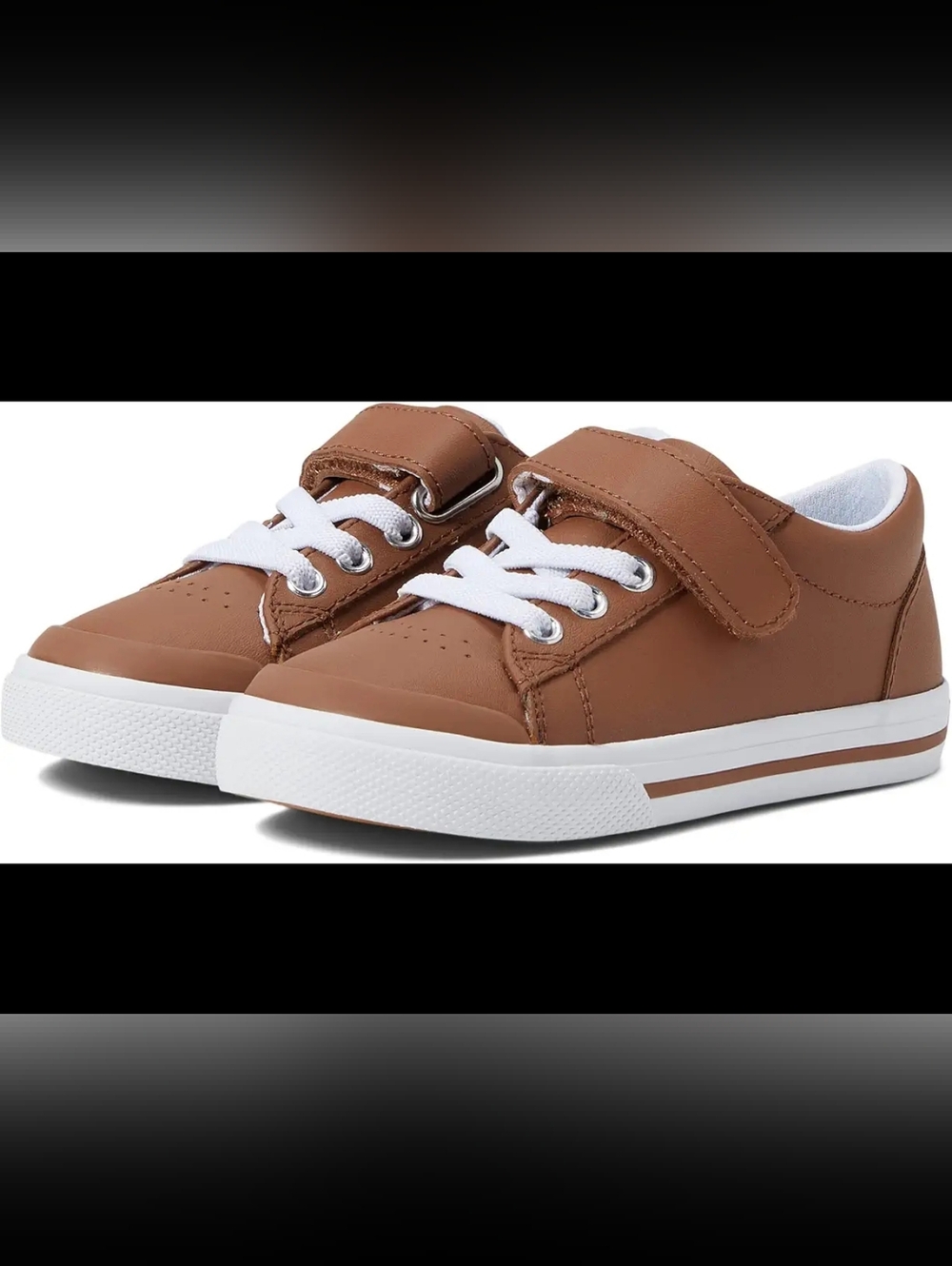 FootMates Kids' Reese Sneaker in Brown Leather, Sz. 5 WIDE